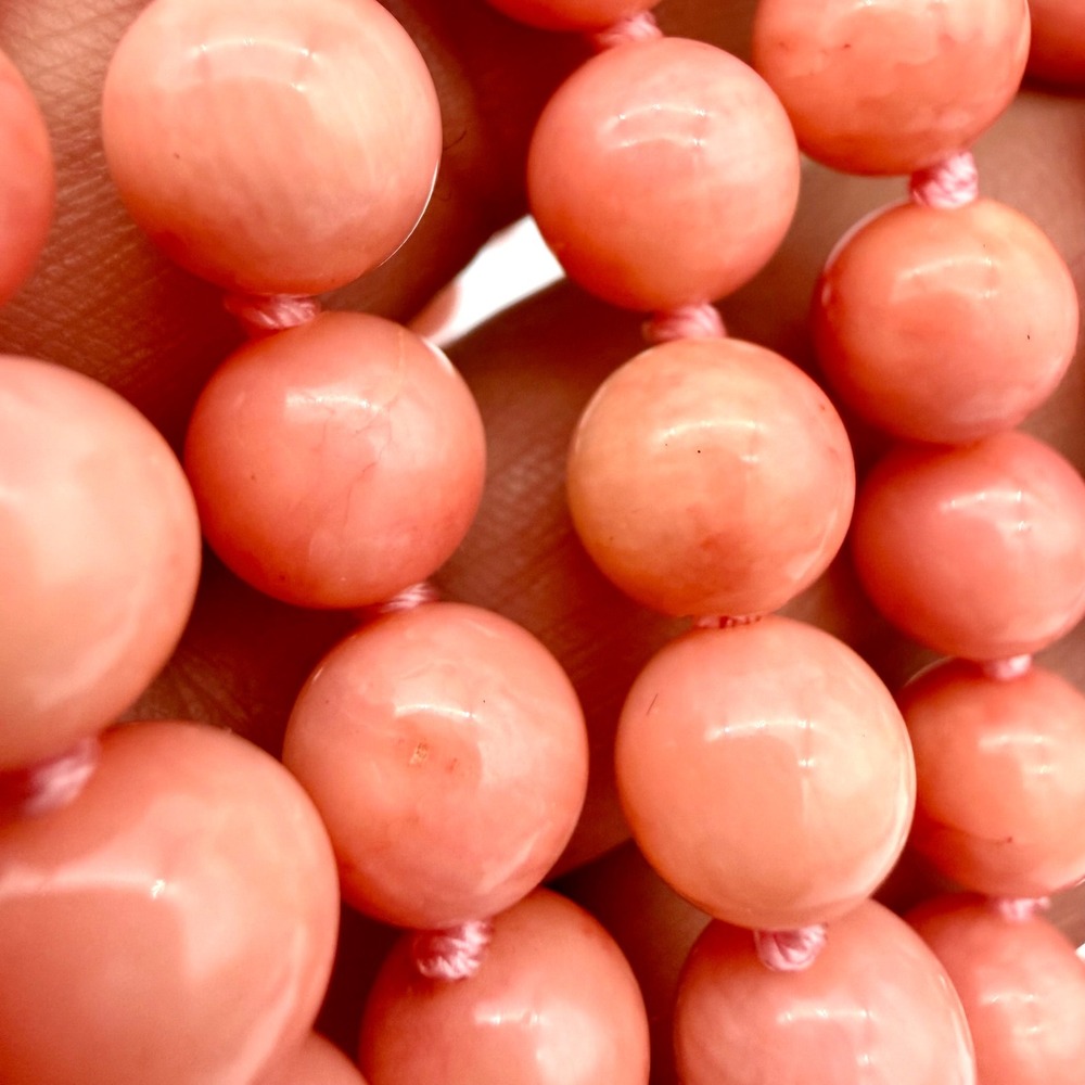 Vintage 56" Genuine Angel Skin Coral Necklace Hand Knotted 8.5mm Beads 124g - Picture 4 of 13